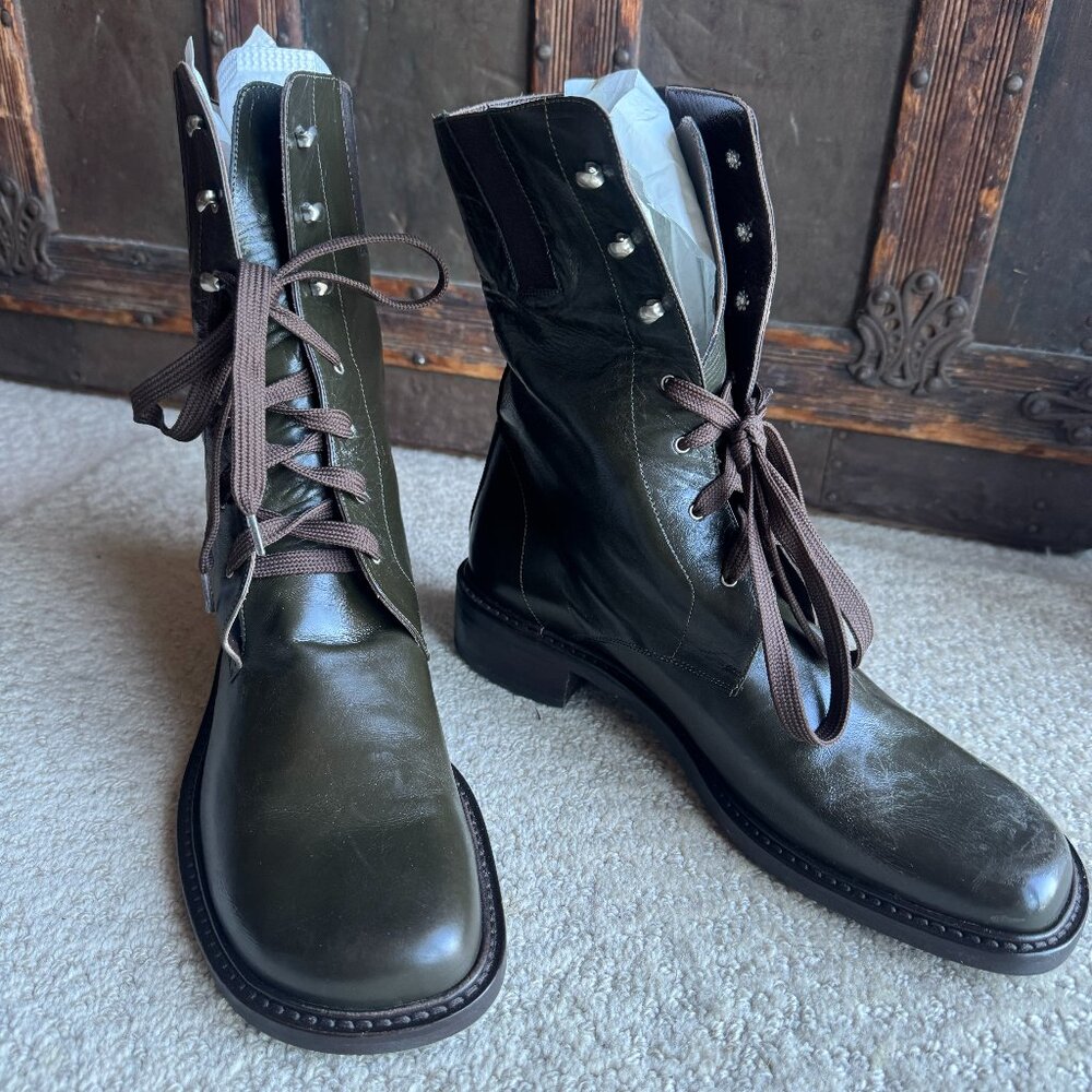 BOOTS  DONALD PLINER DARK OLIVE GREEN 9.5 M